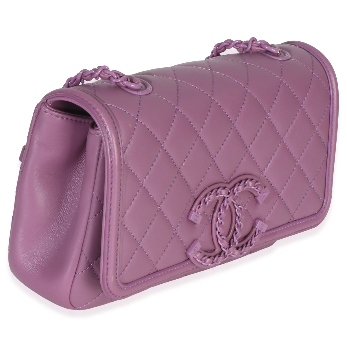 Chanel Purple Quilted Lambskin CC Chain Small Filigree Flap Bag Handbag 3