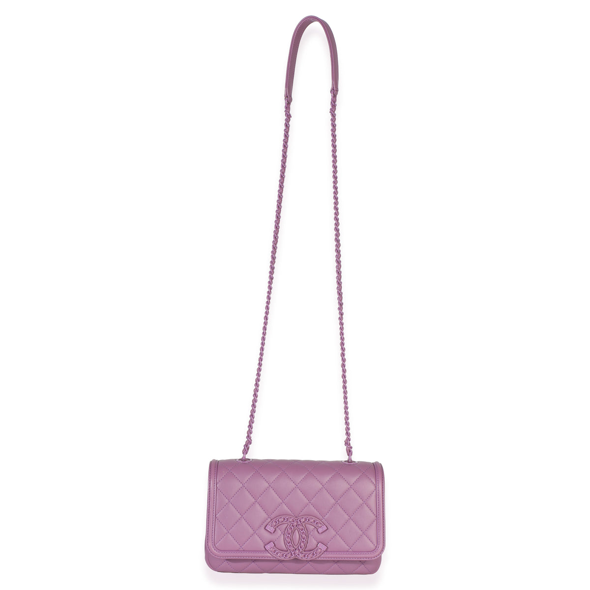 Chanel Purple Quilted Lambskin CC Chain Small Filigree Flap Bag Handbag 8