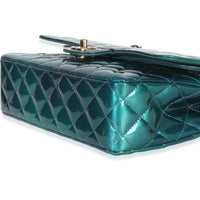 Chanel Green Blue Shaded Quilted Patent Medium Classic Double Flap Bag Handbag 6