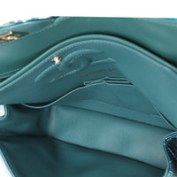Chanel Green Blue Shaded Quilted Patent Medium Classic Double Flap Bag Handbag 9