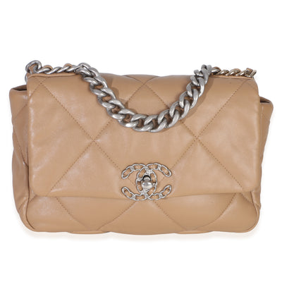 Chanel Dark Beige Quilted Lambskin Medium  19 Handbag id