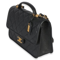 Chanel Black Quilted Caviar 22K Top Handle Flap Handbag Handbag 2