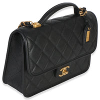 Chanel Black Quilted Caviar 22K Top Handle Flap Handbag Handbag 3