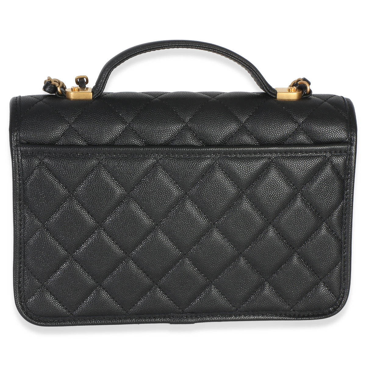Chanel Black Quilted Caviar 22K Top Handle Flap Handbag Handbag 4