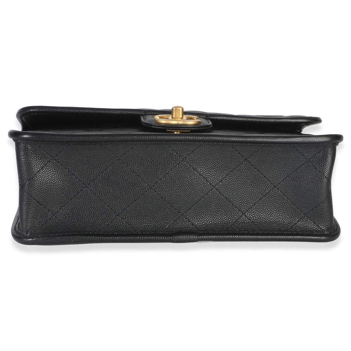 Chanel Black Quilted Caviar 22K Top Handle Flap Handbag Handbag 5