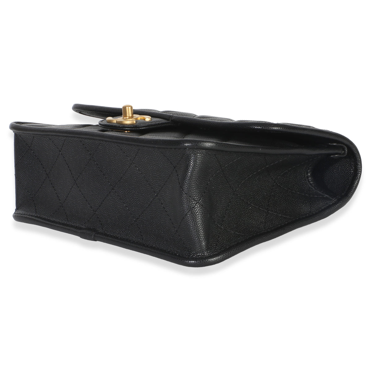 Chanel Black Quilted Caviar 22K Top Handle Flap Handbag Handbag 6