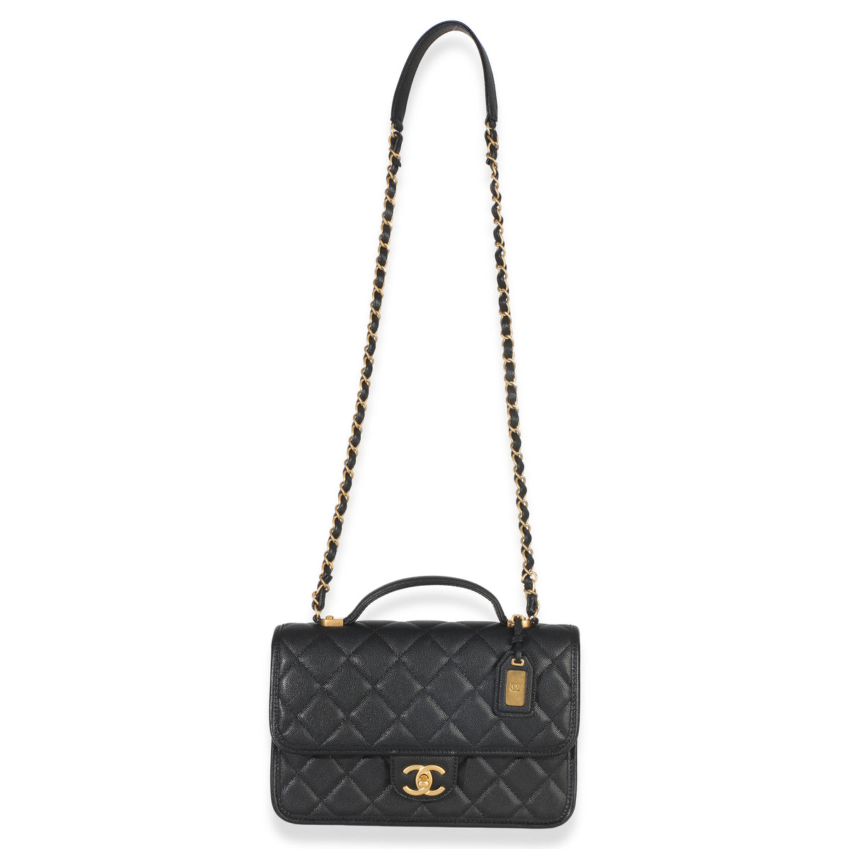 Chanel Black Quilted Caviar 22K Top Handle Flap Handbag Handbag 8