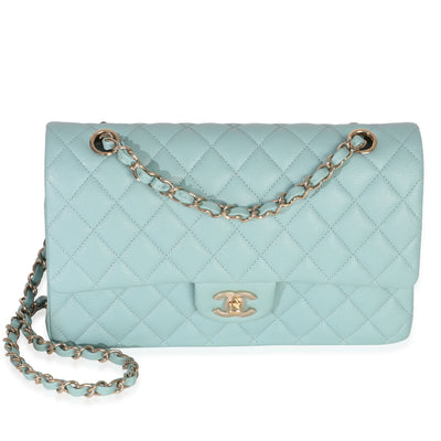 Chanel Mint Quilted Caviar Medium Classic Double Flap Bag Handbag fv