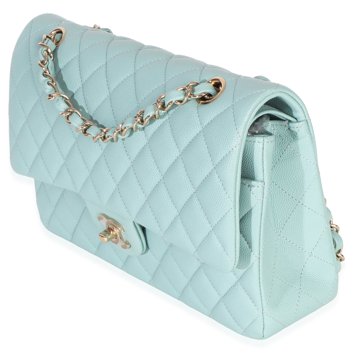 Chanel Mint Quilted Caviar Medium Classic Double Flap Handbag Handbag 2