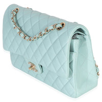 Chanel Mint Quilted Caviar Medium Classic Double Flap Handbag Handbag 2