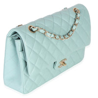 Chanel Mint Quilted Caviar Medium Classic Double Flap Handbag Handbag 3
