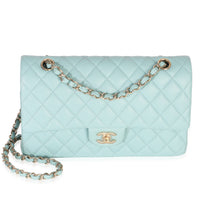 Chanel Mint Quilted Caviar Medium Classic Double Flap Handbag Handbag fv