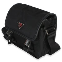 Prada Black Re Nylon Saffiano Double Buckle Messenger Bag Handbag 2
