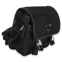 Prada Black Re Nylon Saffiano Double Buckle Messenger Bag Handbag 3