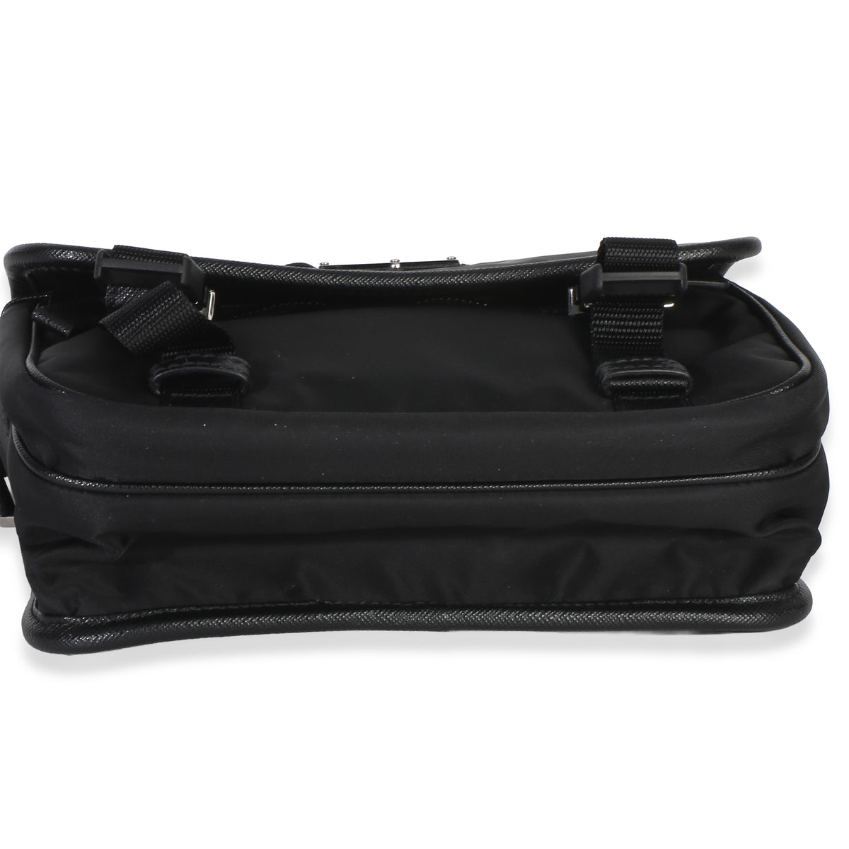 Prada Black Re Nylon Saffiano Double Buckle Messenger Bag Handbag 5