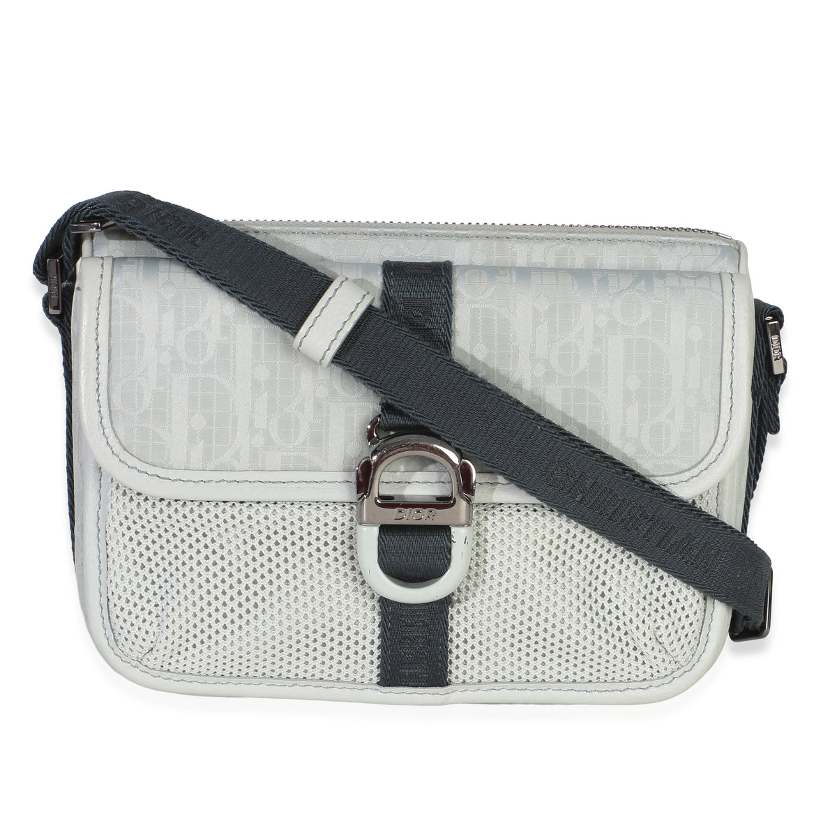 Christian Dior Light Blue Oblique Jacquard Dior 8 Pouch With Strap Handbag fv