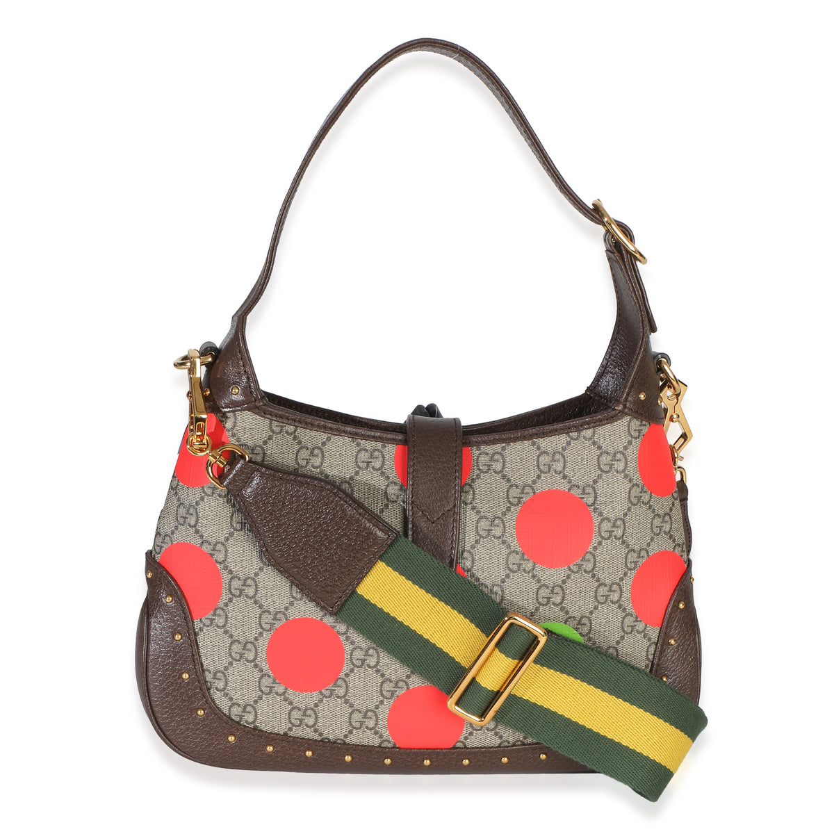 Gucci Beige GG Supreme Monogram Canvas Web Geometric Studded Small Jackie 1961 H Handbag 4