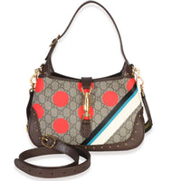 Gucci Beige GG Supreme Monogram Canvas Web Geometric Studded Small Jackie 1961 H Handbag fv