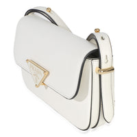Prada White Smooth Calfskin Triangle Logo Flap Bag Handbag 2