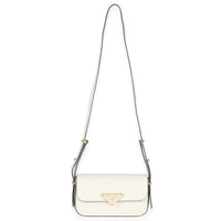 Prada White Smooth Calfskin Triangle Logo Flap Bag Handbag 7