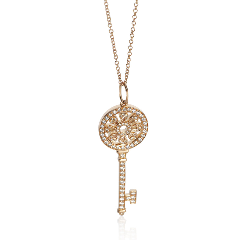 Tiffany & Co. Rose Gold Diamond Medium Model Petals Key Pendant fv