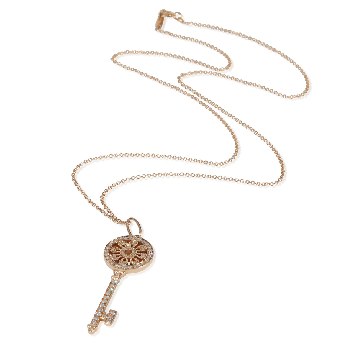 Tiffany & Co. Rose Gold Diamond Medium Model Petals Key Pendant pv