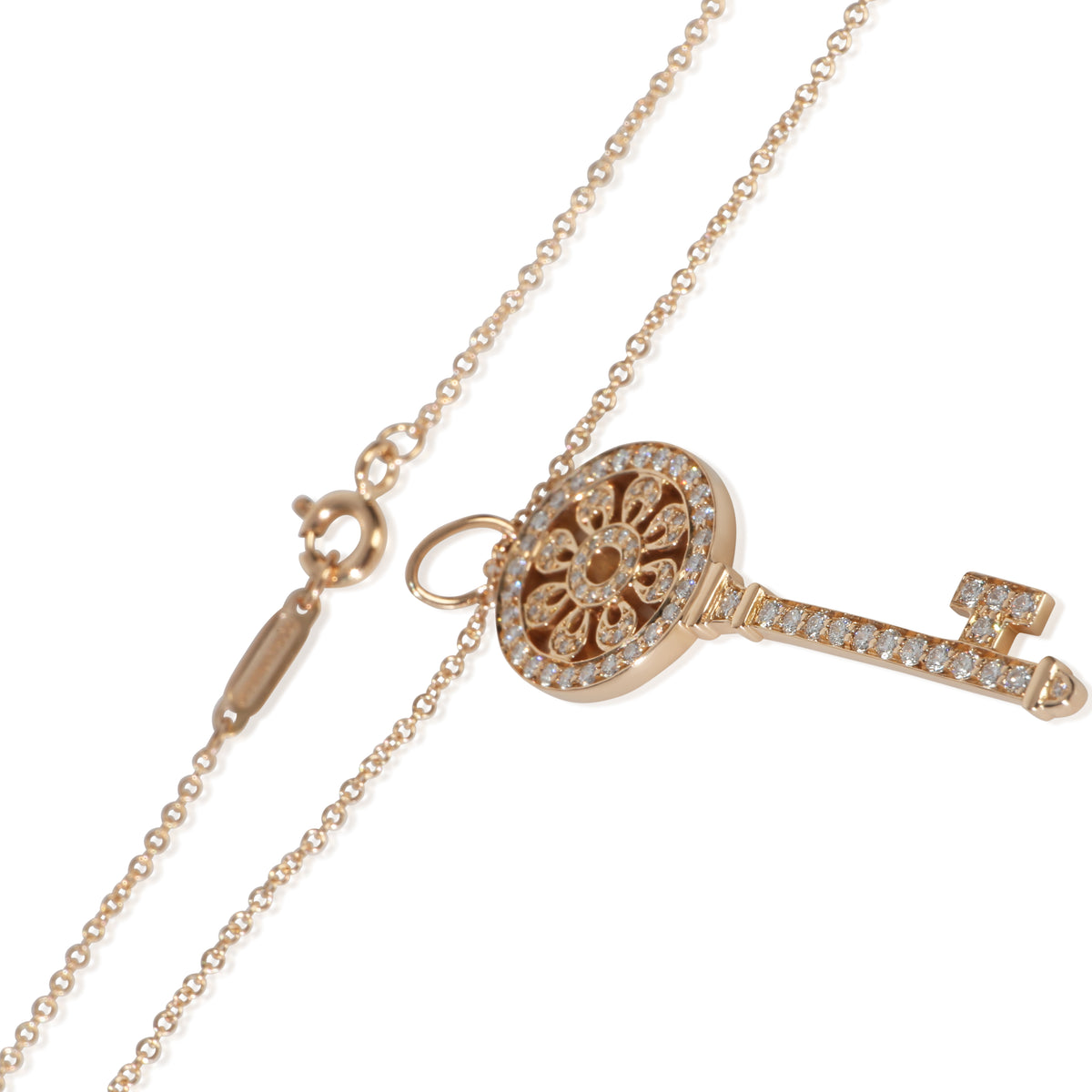 Tiffany & Co. Rose Gold Diamond Medium Model Petals Key Pendant sv