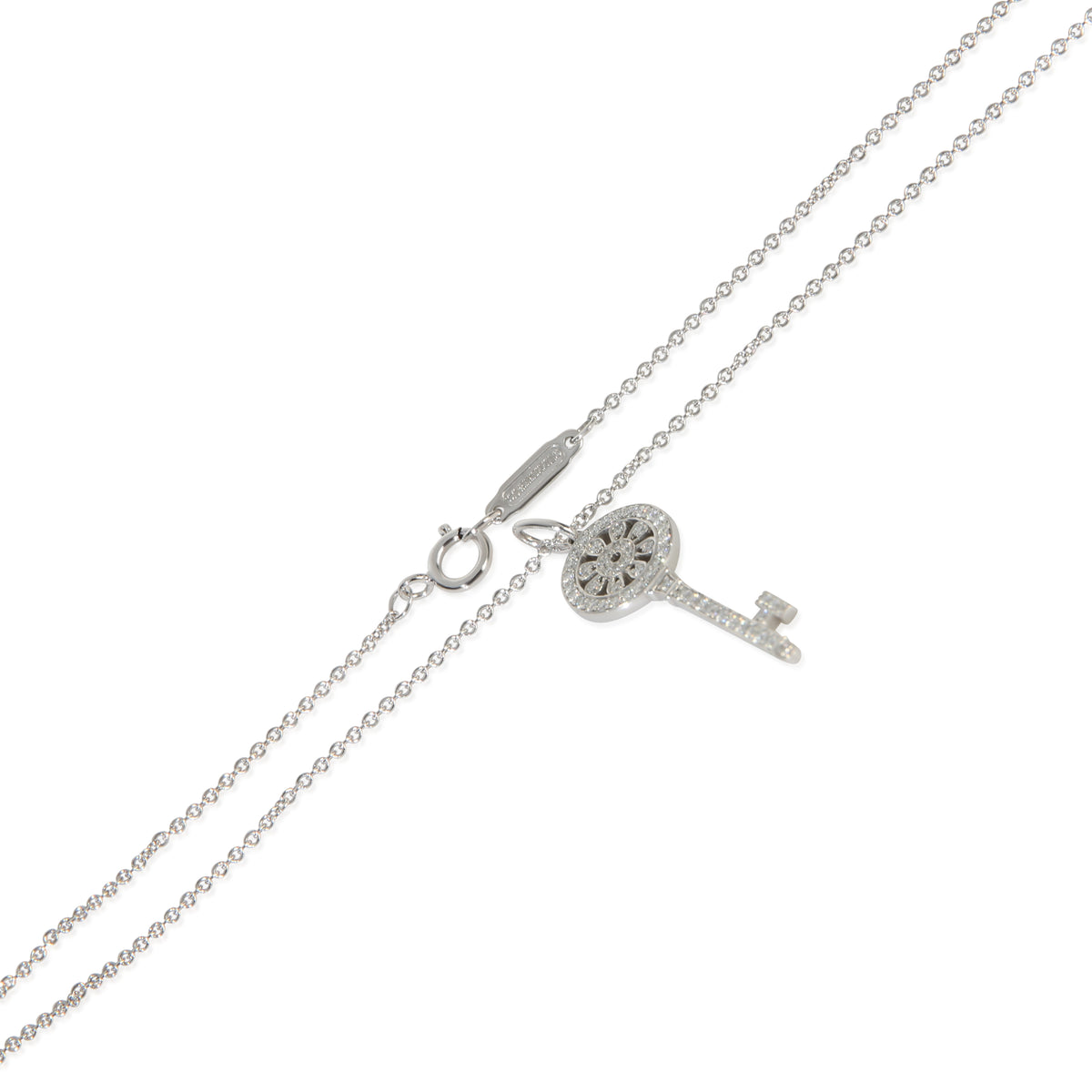 Tiffany & Co. Platinum Diamond Mini Model Petals Key Pendant sv