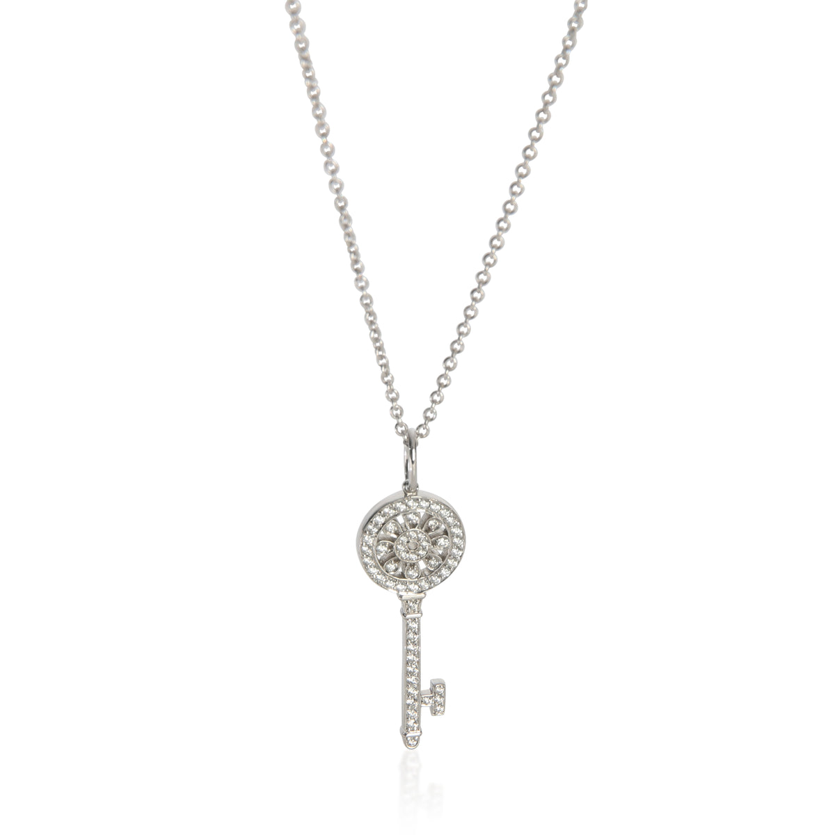 Tiffany & Co. Platinum Diamond Mini Model Petals Key Pendant fv