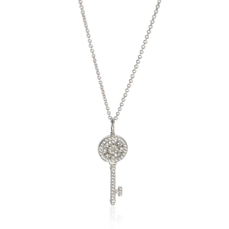 Tiffany & Co. Platinum Diamond Mini Model Petals Key Pendant fv