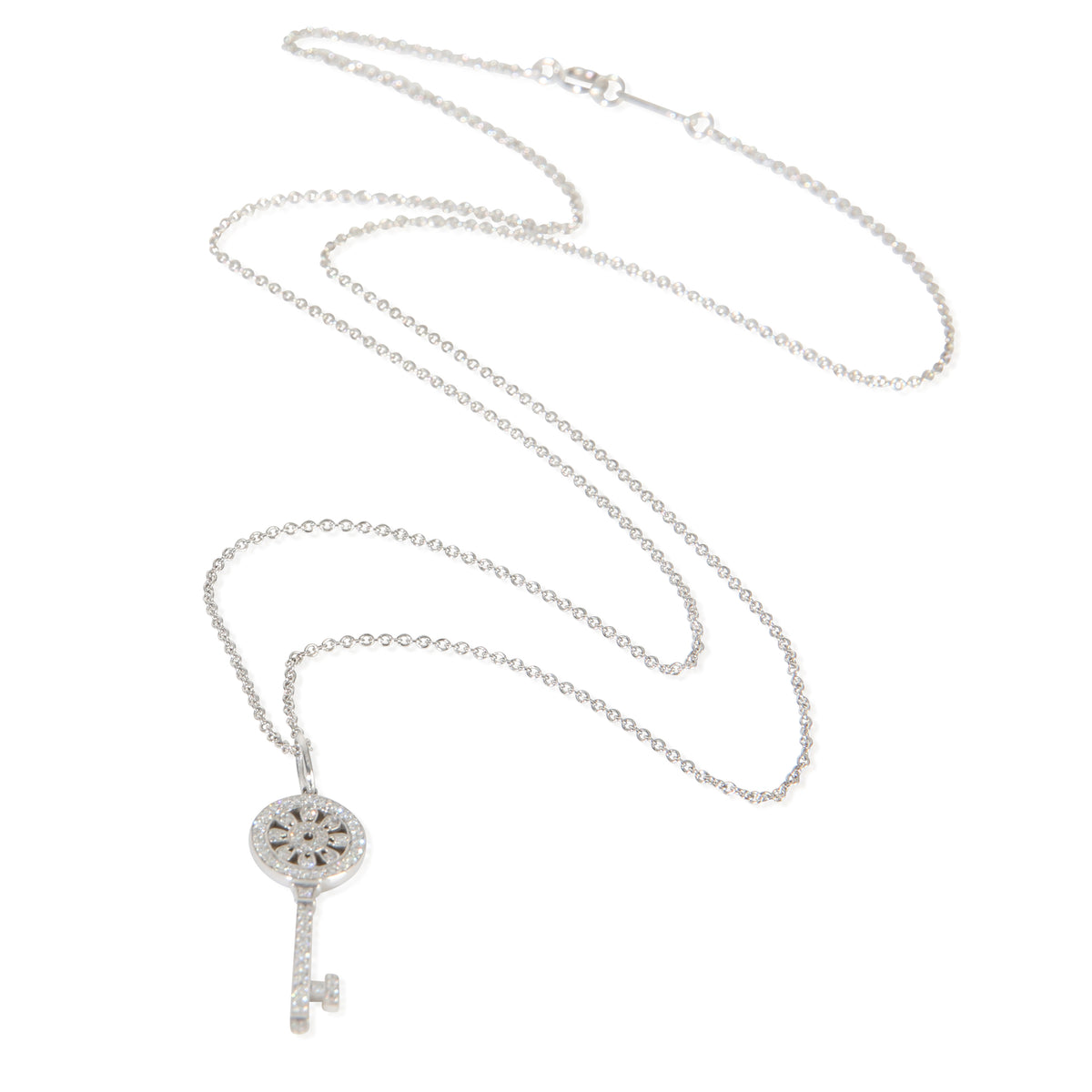 Tiffany & Co. Platinum Diamond Mini Model Petals Key Pendant pv