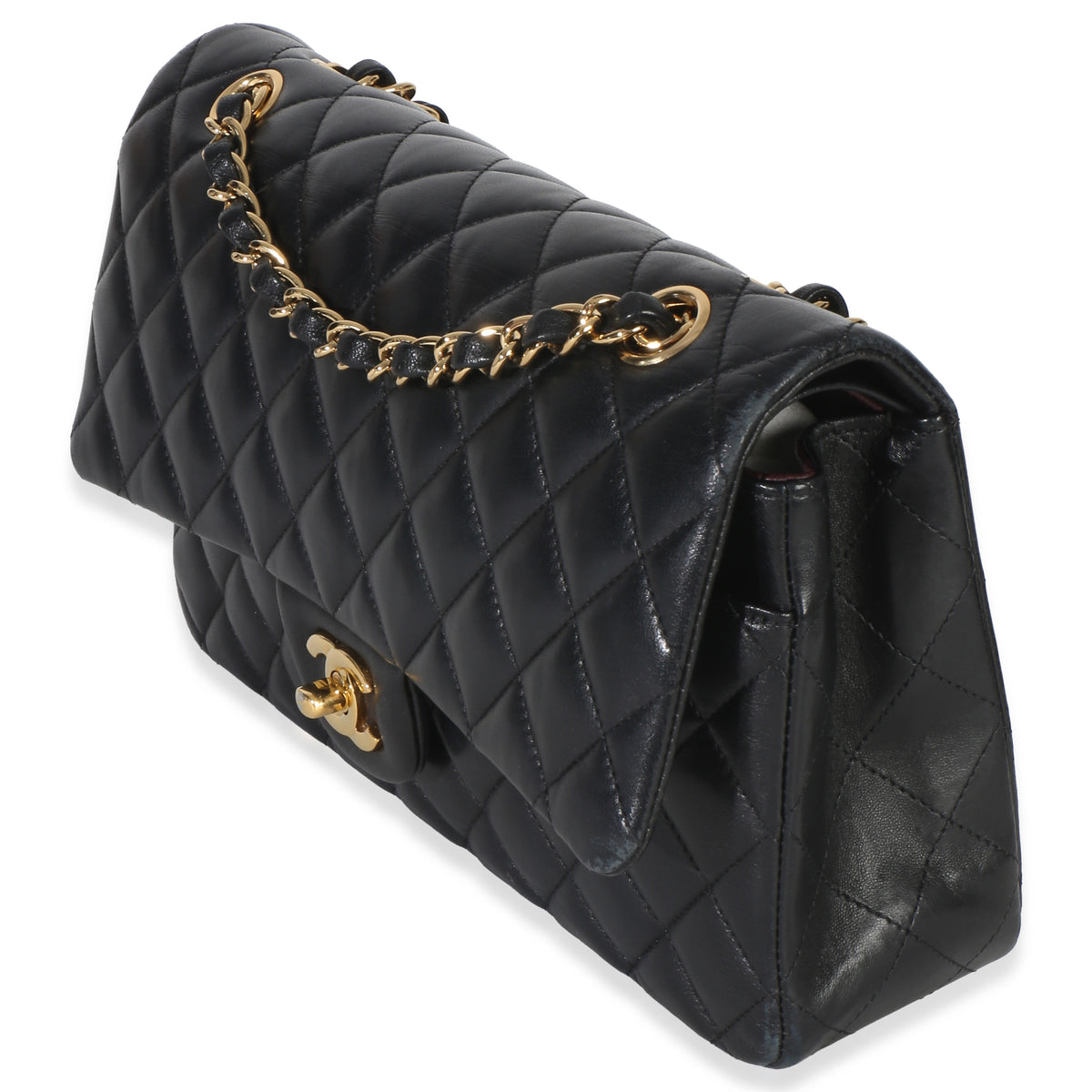 Chanel Black Quilted Lambskin Medium Classic Double Flap Bag Handbag 2