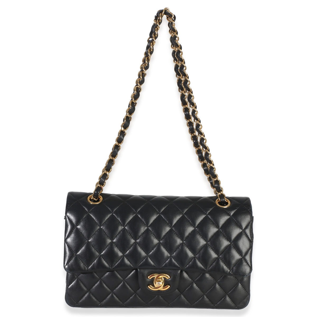 Chanel Black Quilted Lambskin Medium Classic Double Flap Bag Handbag 8