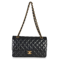 Chanel Black Quilted Lambskin Medium Classic Double Flap Bag Handbag 8