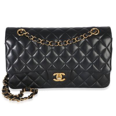 Chanel Black Quilted Lambskin Medium Classic Double Flap Bag Handbag fv