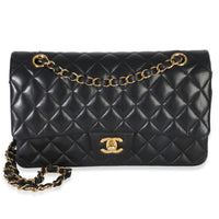 Chanel Black Quilted Lambskin Medium Classic Double Flap Bag Handbag fv