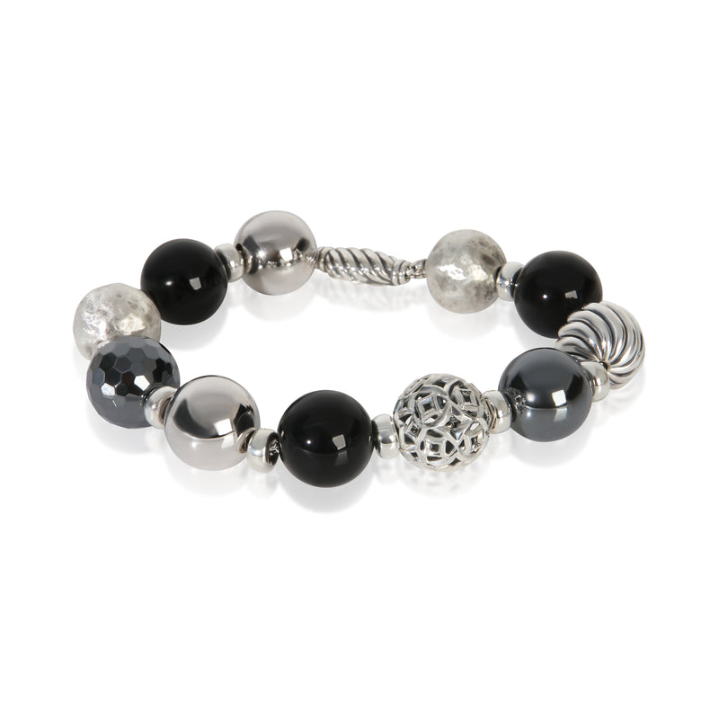 David Yurman Sterling Silver Onyx and Hematite Elements Bracelet fv