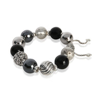 David Yurman Sterling Silver Onyx and Hematite Elements Bracelet sv
