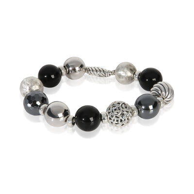 David Yurman Sterling Silver Onyx and Hematite Elements Bracelet fv