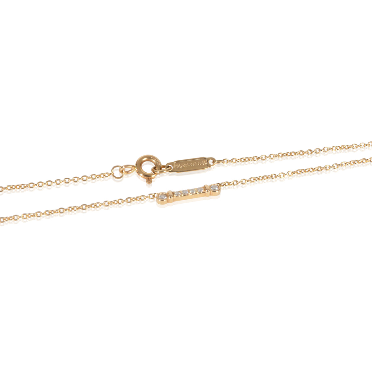 Tiffany & Co. Rose Gold Diamond Fluer De Lis Key Bar Pendant sv