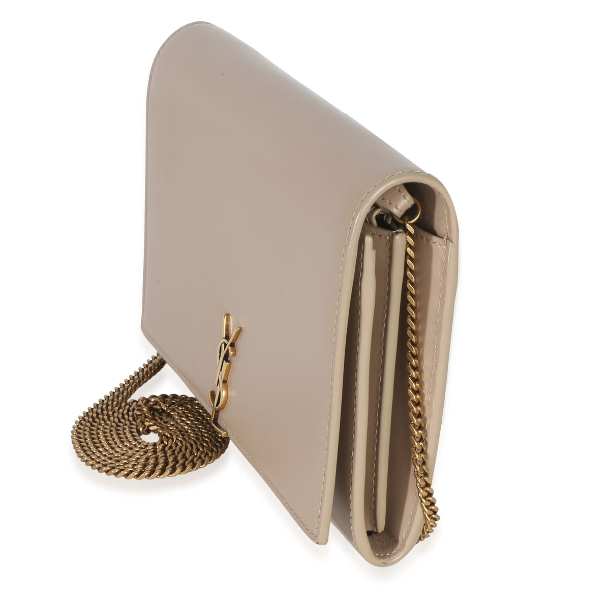 Saint Laurent Tan Smooth Calfskin Cassandre Chain Clutch Handbag 2