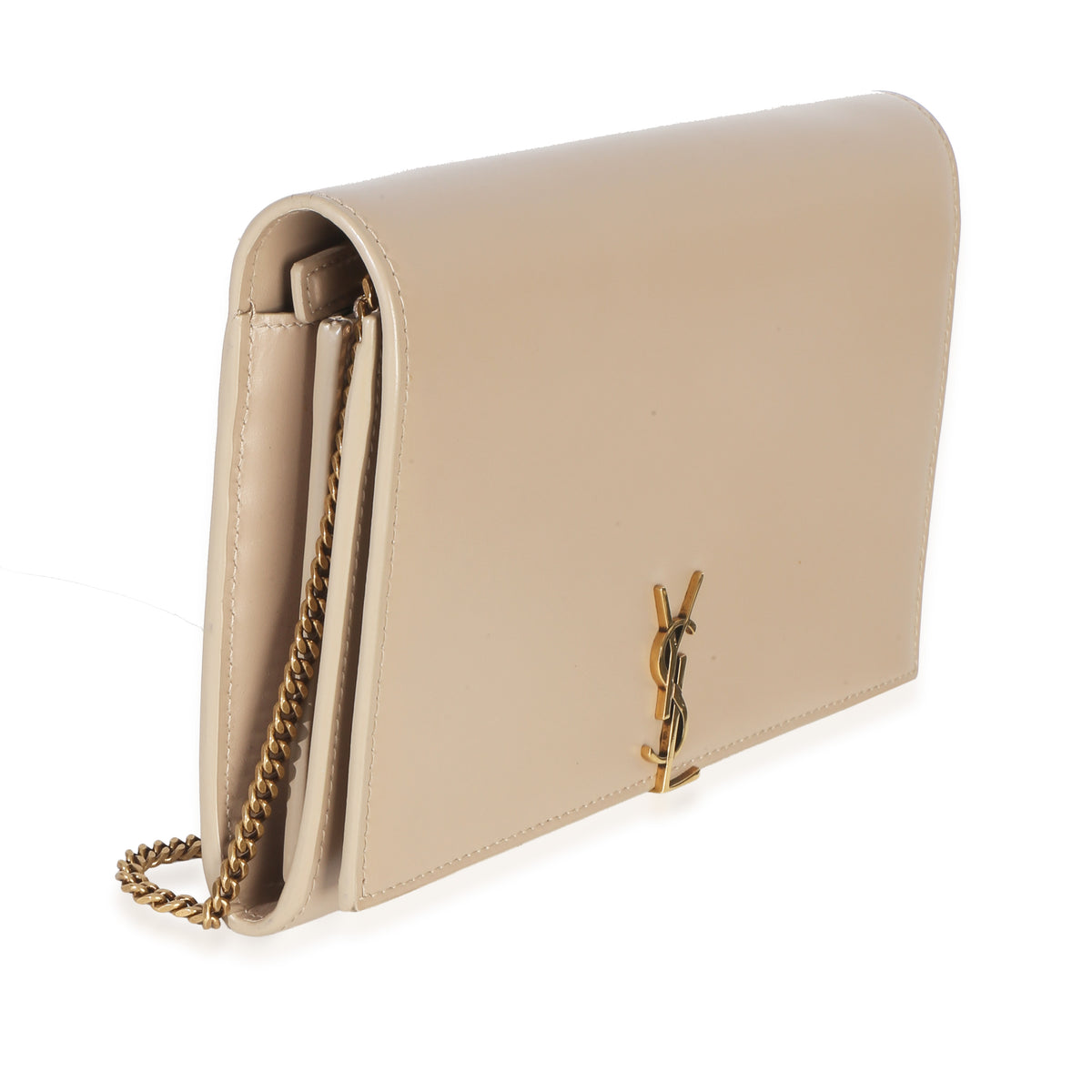 Saint Laurent Tan Smooth Calfskin Cassandre Chain Clutch Handbag 3