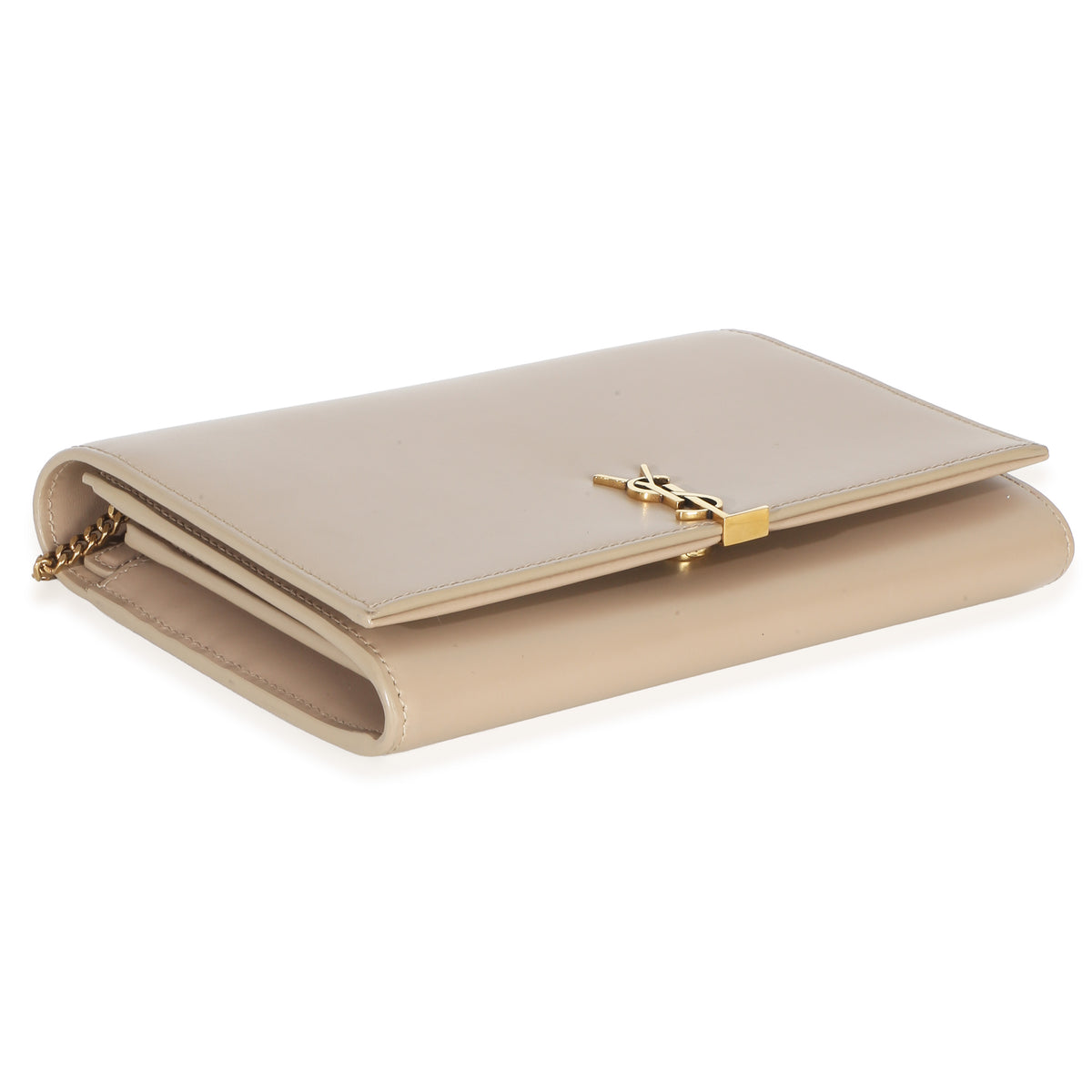 Saint Laurent Tan Smooth Calfskin Cassandre Chain Clutch Handbag 8