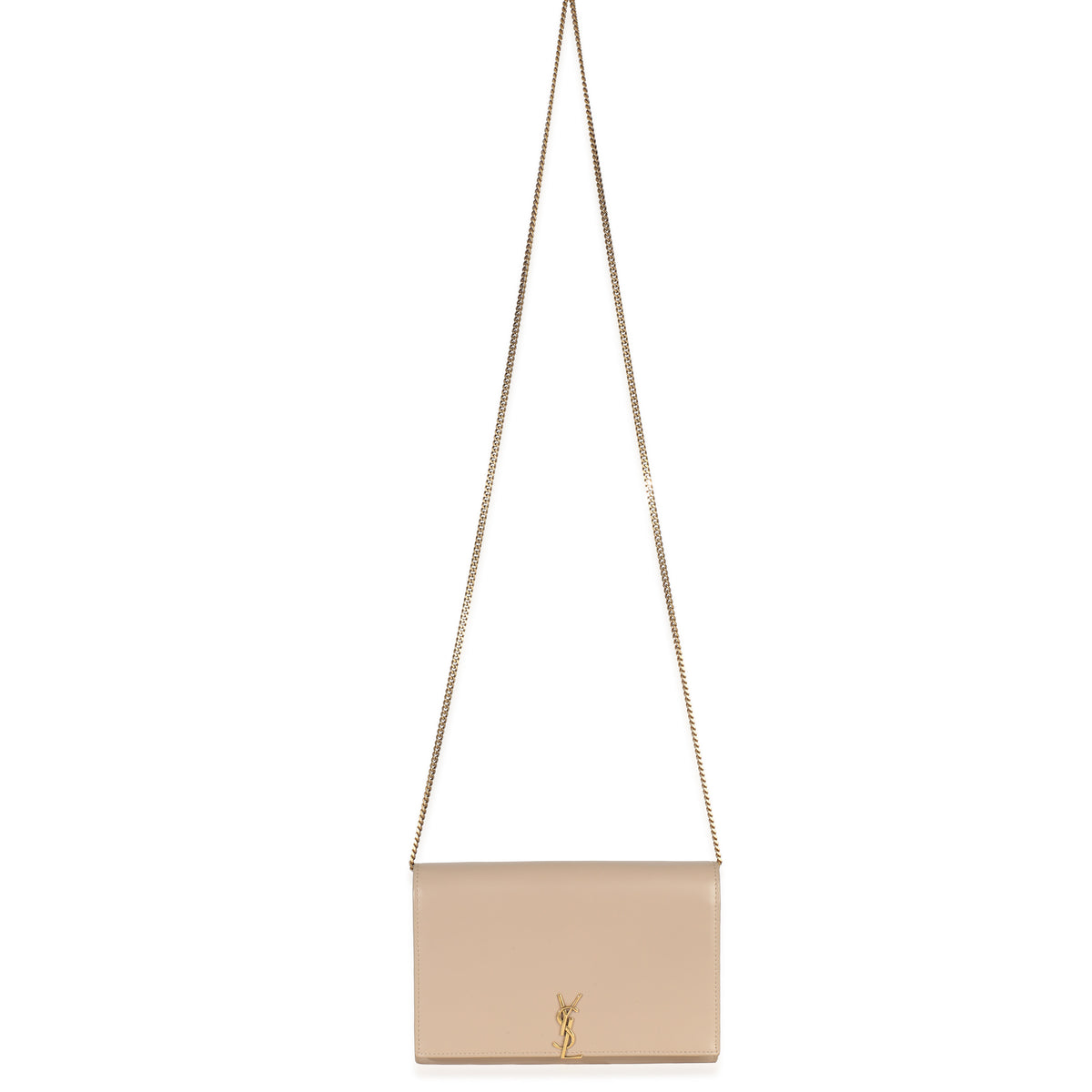 Saint Laurent Tan Smooth Calfskin Cassandre Chain Clutch Handbag 9