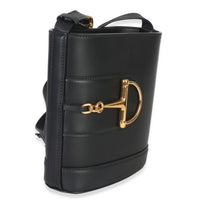 Gucci Black Smooth Calfskin Hasler Horsebit 73 Small Bucket Bag Handbag 3