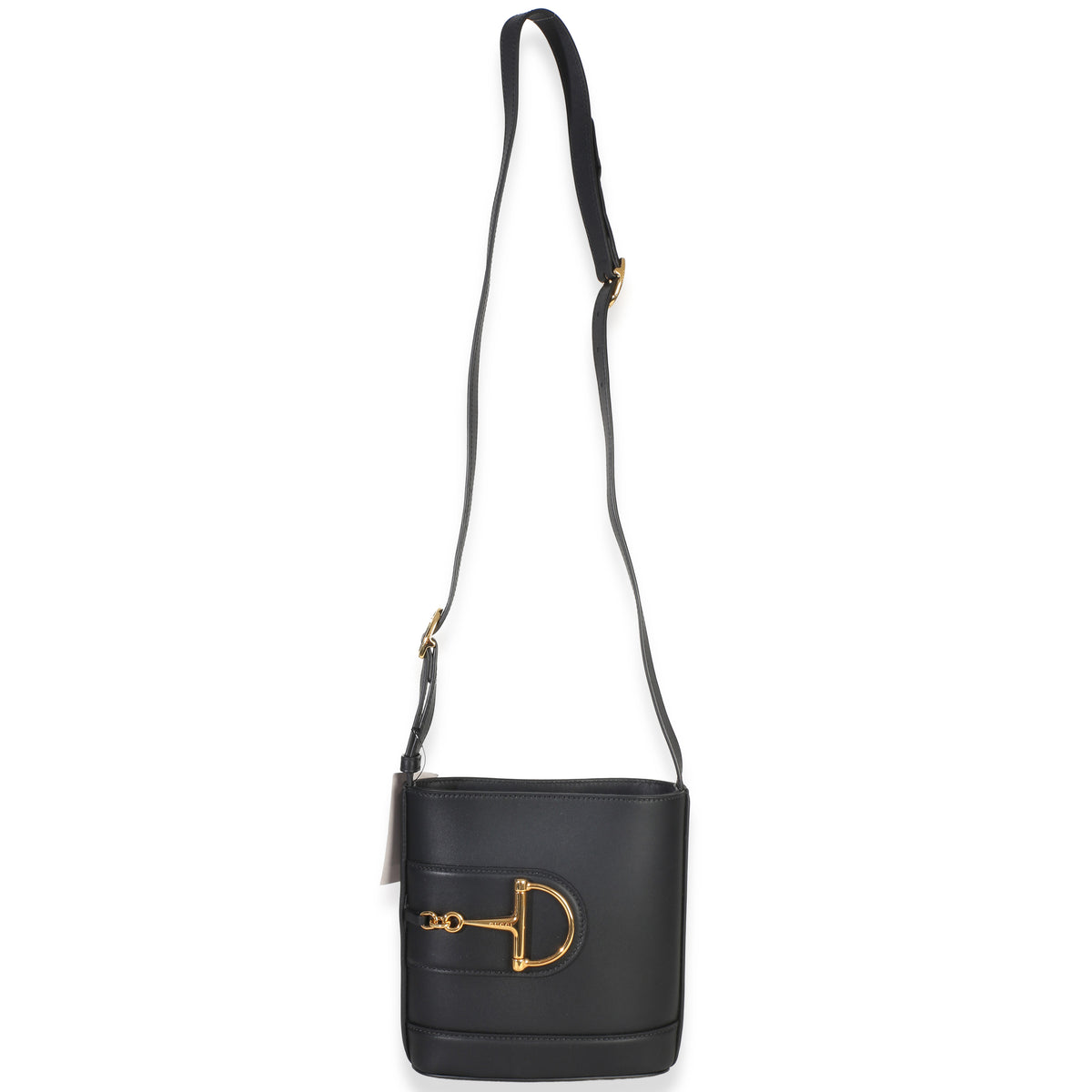 Gucci Black Smooth Calfskin Hasler Horsebit 73 Small Bucket Bag Handbag 8