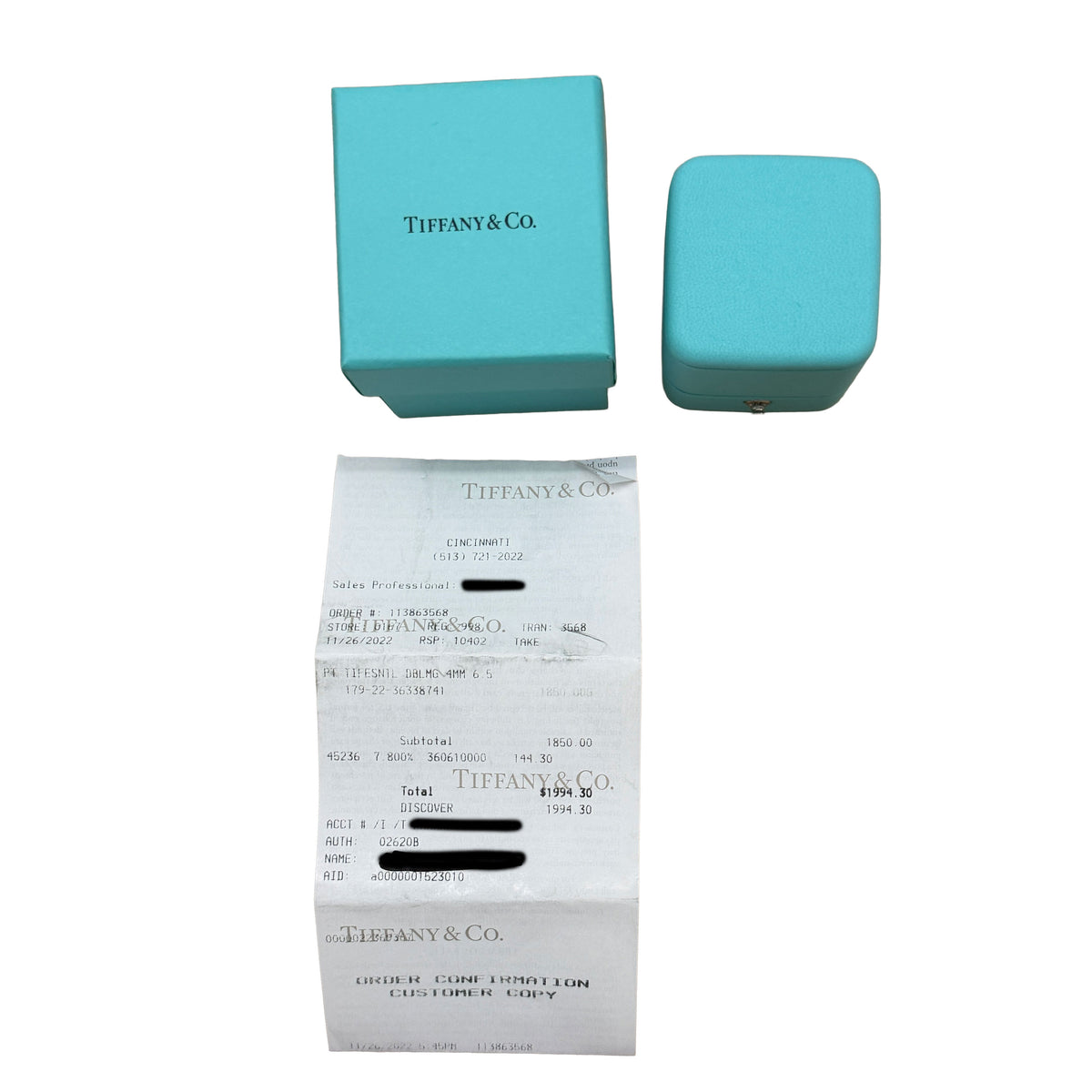 Tiffany & Co. Platinum  4mm Milgrain Band box