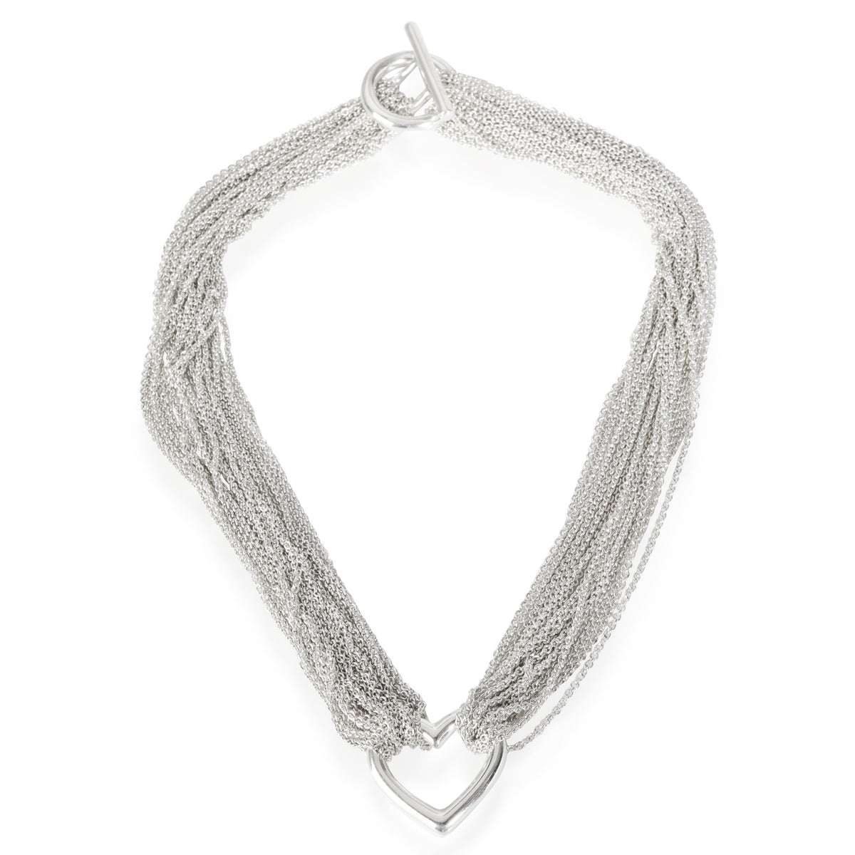 Tiffany & Co. Sterling Silver  Multi strand Heart Necklace pv