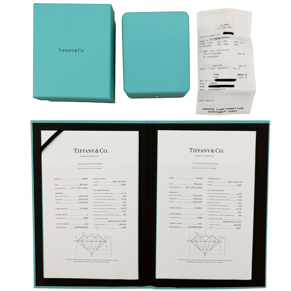 Tiffany & Co. Platinum Diamond Soleste Earrings box