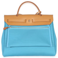 Hermès Bleu Azteque Toile Vache Hunter Herbag Zip 31 PM PHW Handbag 4
